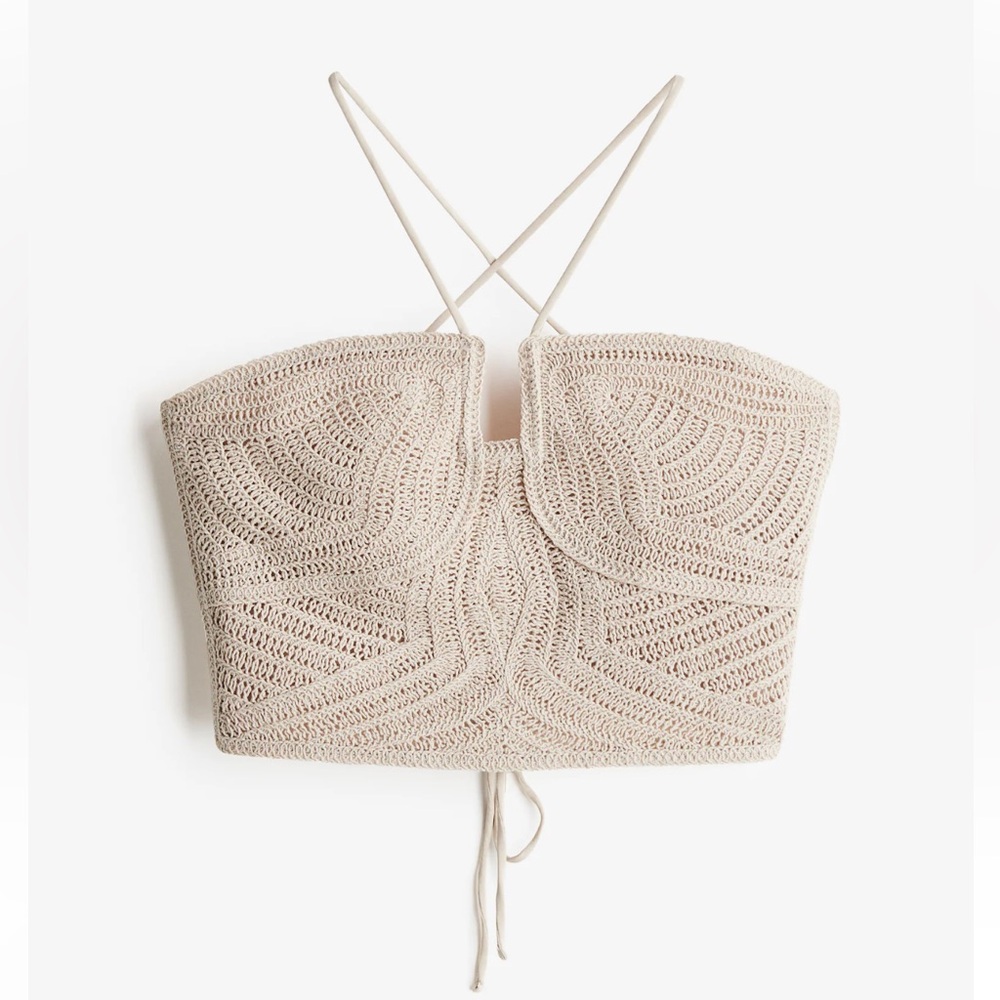 H&M TIE-DETAIL CROCHET-LOOK TOP
